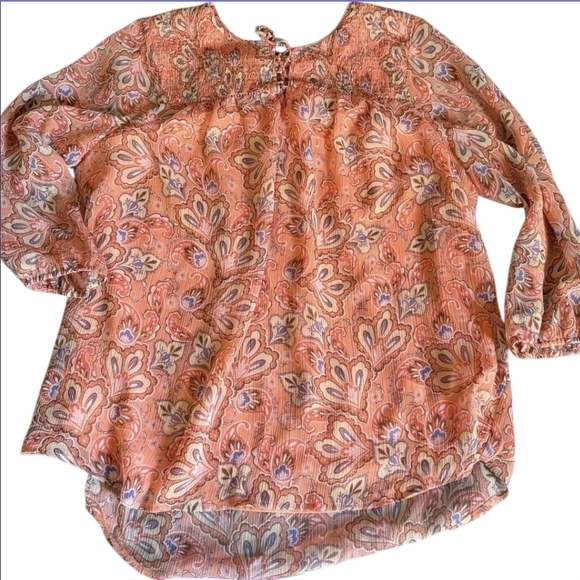St. John's Bay Tops - St. John's Bay Orange Floral Blouse-Size XL